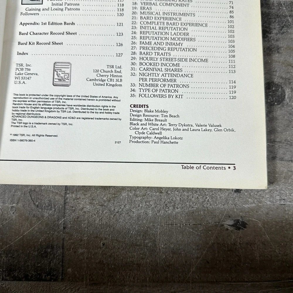 Advanced Dungeons and Dragons Complete Bard's Handbook 2nd Edition AD&D